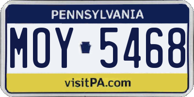 PA license plate MOY5468