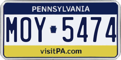 PA license plate MOY5474