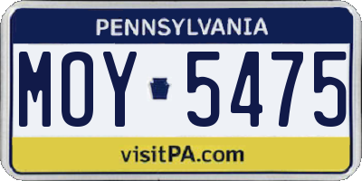 PA license plate MOY5475
