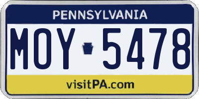 PA license plate MOY5478