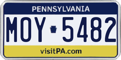 PA license plate MOY5482