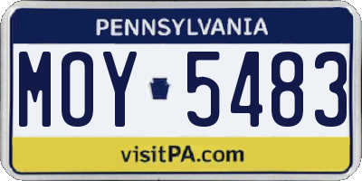 PA license plate MOY5483