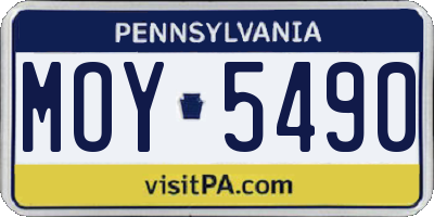 PA license plate MOY5490