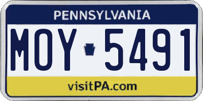PA license plate MOY5491