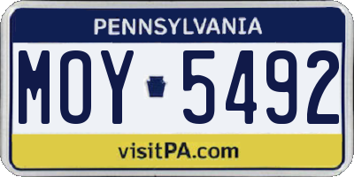 PA license plate MOY5492