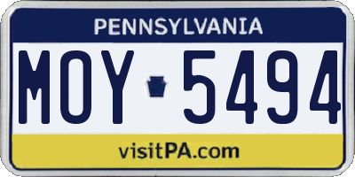 PA license plate MOY5494