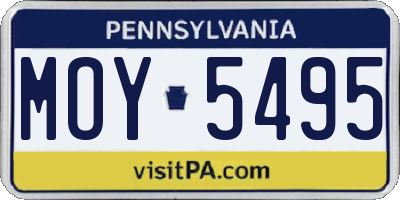 PA license plate MOY5495