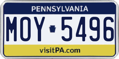 PA license plate MOY5496