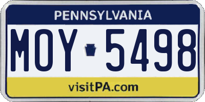 PA license plate MOY5498