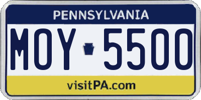 PA license plate MOY5500