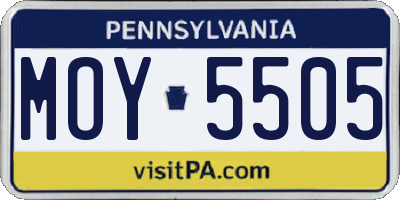 PA license plate MOY5505