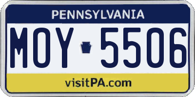 PA license plate MOY5506