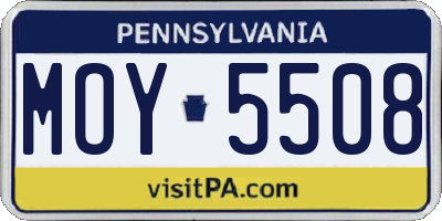 PA license plate MOY5508