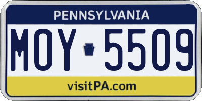 PA license plate MOY5509