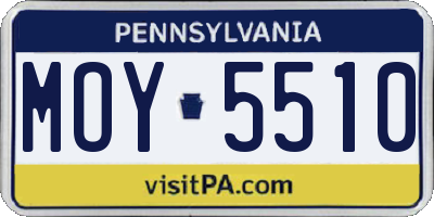 PA license plate MOY5510