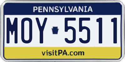 PA license plate MOY5511