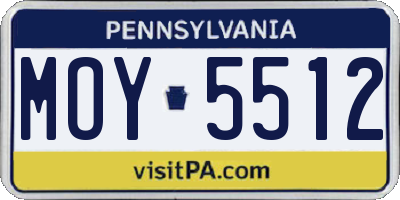 PA license plate MOY5512