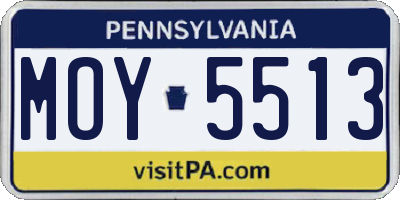 PA license plate MOY5513