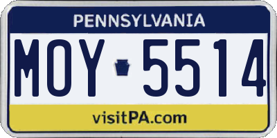 PA license plate MOY5514
