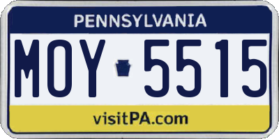 PA license plate MOY5515