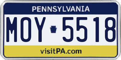 PA license plate MOY5518