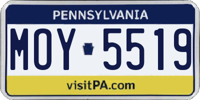 PA license plate MOY5519