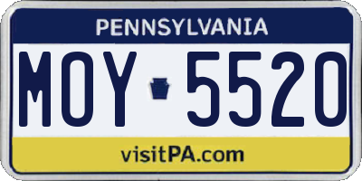 PA license plate MOY5520