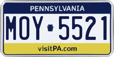 PA license plate MOY5521