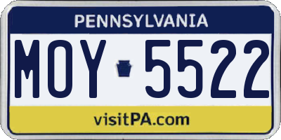 PA license plate MOY5522