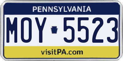 PA license plate MOY5523