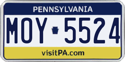 PA license plate MOY5524