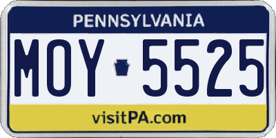 PA license plate MOY5525
