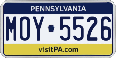 PA license plate MOY5526