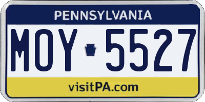 PA license plate MOY5527