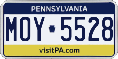 PA license plate MOY5528