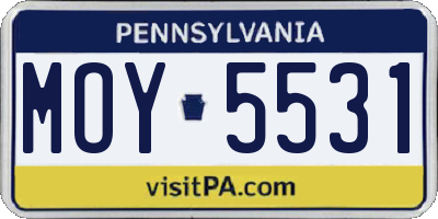PA license plate MOY5531