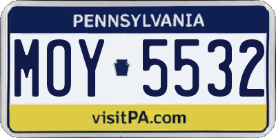 PA license plate MOY5532