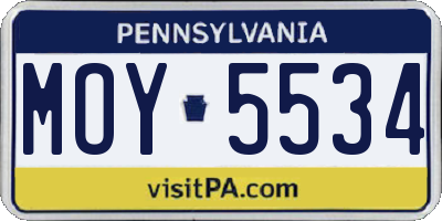 PA license plate MOY5534