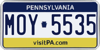PA license plate MOY5535