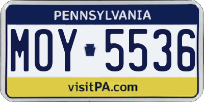 PA license plate MOY5536