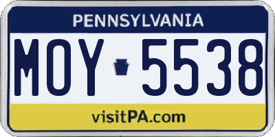 PA license plate MOY5538