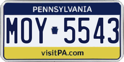 PA license plate MOY5543