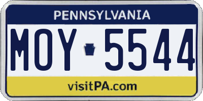 PA license plate MOY5544