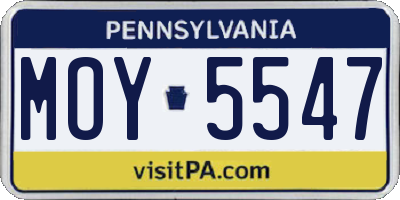 PA license plate MOY5547