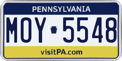 PA license plate MOY5548