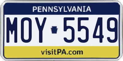 PA license plate MOY5549