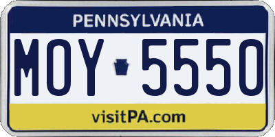 PA license plate MOY5550