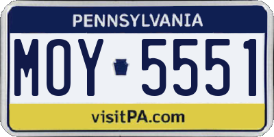 PA license plate MOY5551