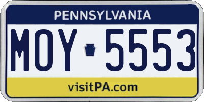 PA license plate MOY5553