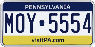 PA license plate MOY5554